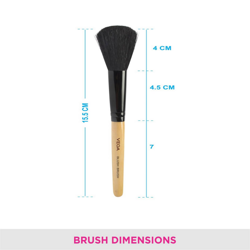 Vega Blush Brush with Wooden Handle and Natural Animal/Synthetic Hair
