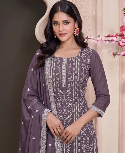 KC Lilac Summer Wear Rangoli Silk Straight Suit For Women