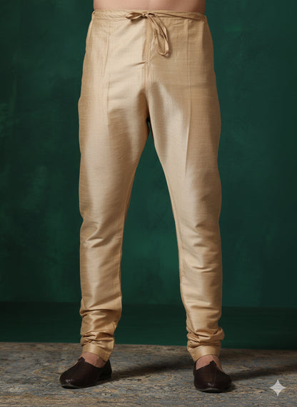 Zavaya Beige Plain Dupion Silk Churidar