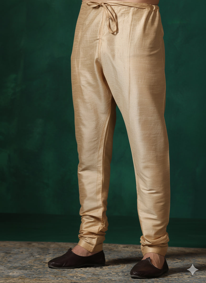 Zavaya Beige Plain Dupion Silk Churidar