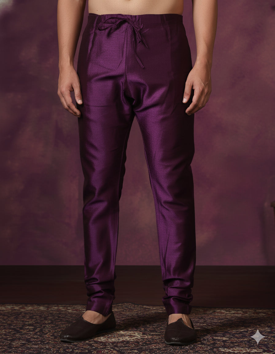 Zavaya Purple Plain Dupion Silk Churidar