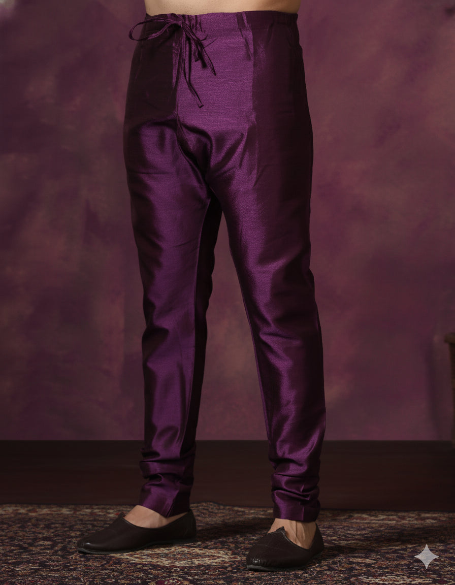 Zavaya Purple Plain Dupion Silk Churidar
