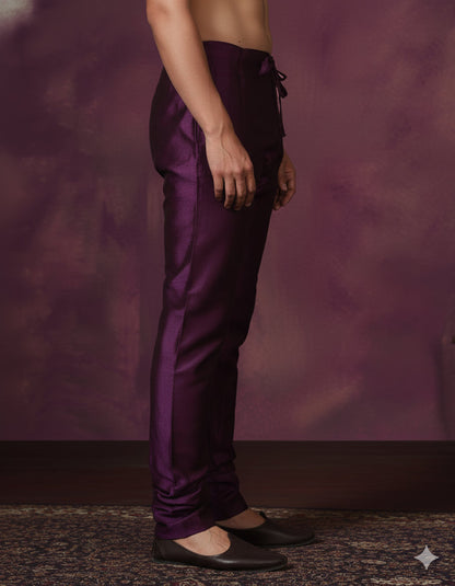 Zavaya Purple Plain Dupion Silk Churidar