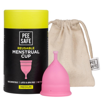 Pee Safe Menstrual Cup Medium Size + Sterilizing Container + Menstrual Cup Wash