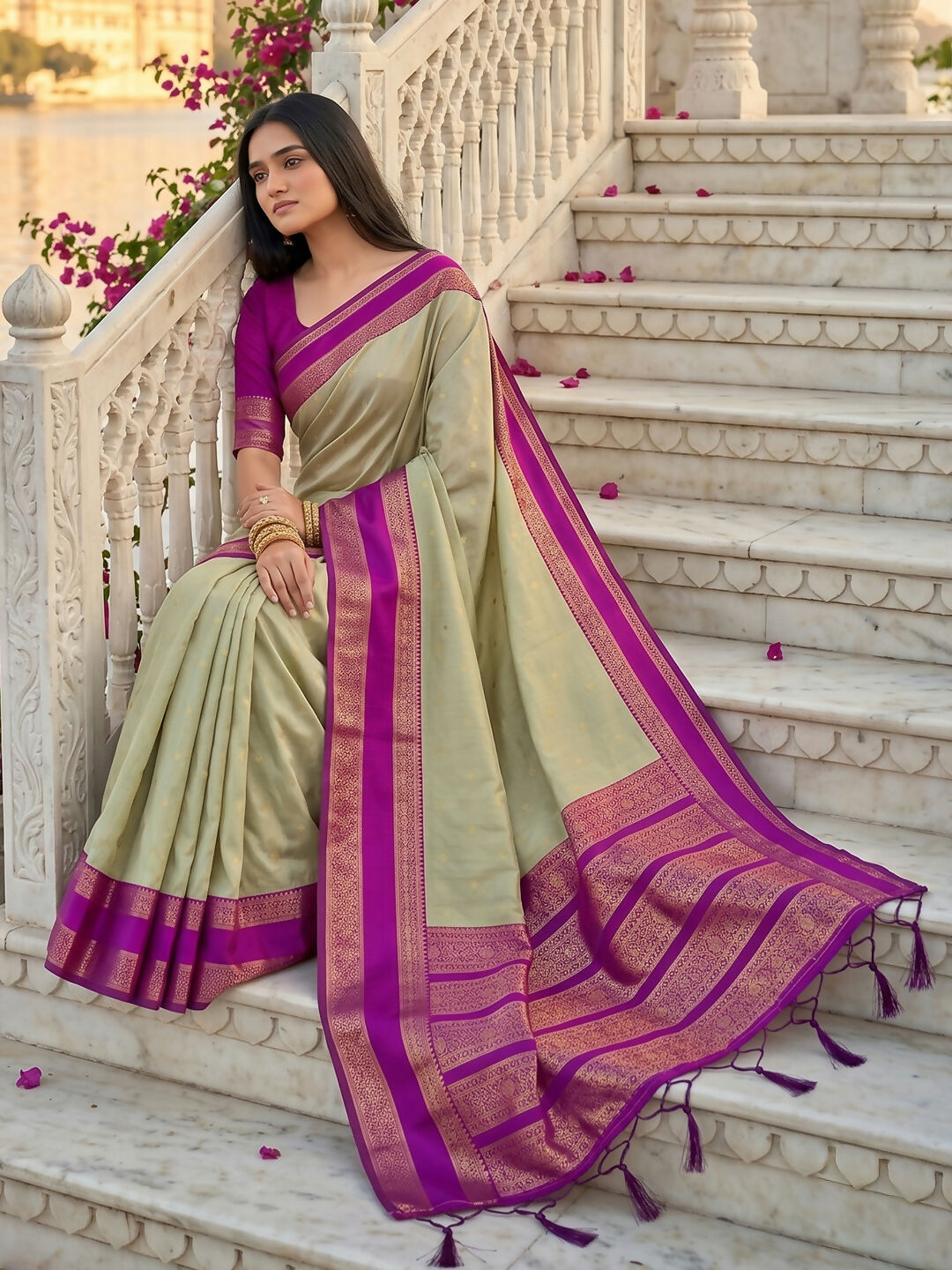 Shree Shyam Fashion Chiku Silk Blend Saree