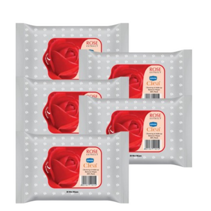 Ginni Set of 5 Rose Cleansing & Makeup Remover Wet Wipes