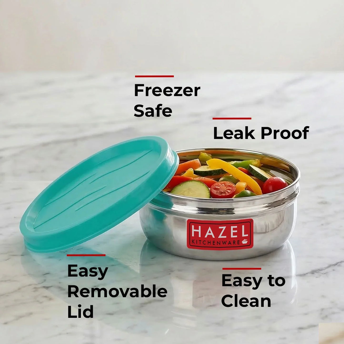 HAZEL Container For Kitchen Storage Set Of 2, 90 Ml Each, Silver