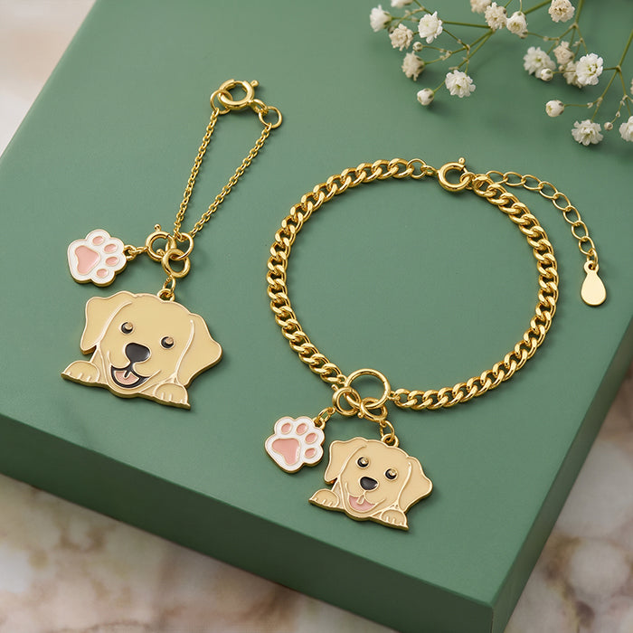 Golden Paw Vibes Charm & Bracelet Set