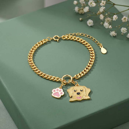 Golden Cute Furrball Charm Bracelet