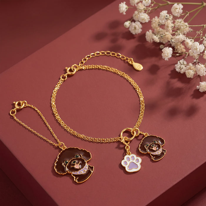Golden Pawmark Charm & Bracelet Set
