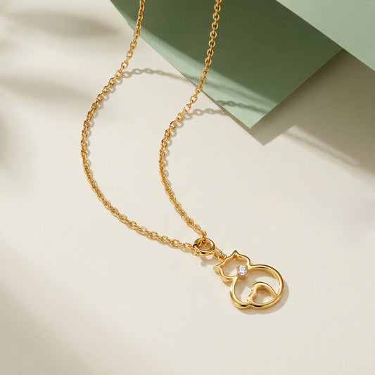 Golden Pawsome Heart Pendant With Link Chain