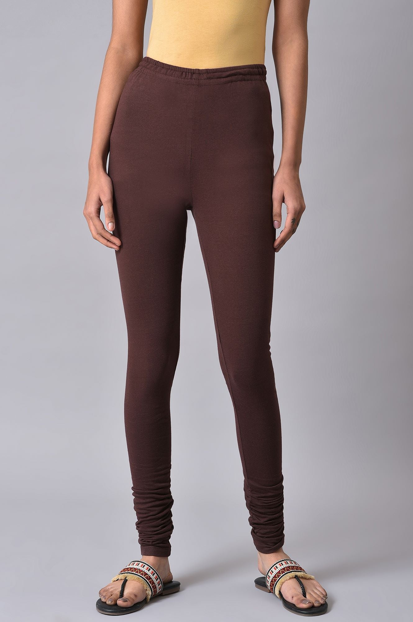 W for Woman Brown Knitted Churidar