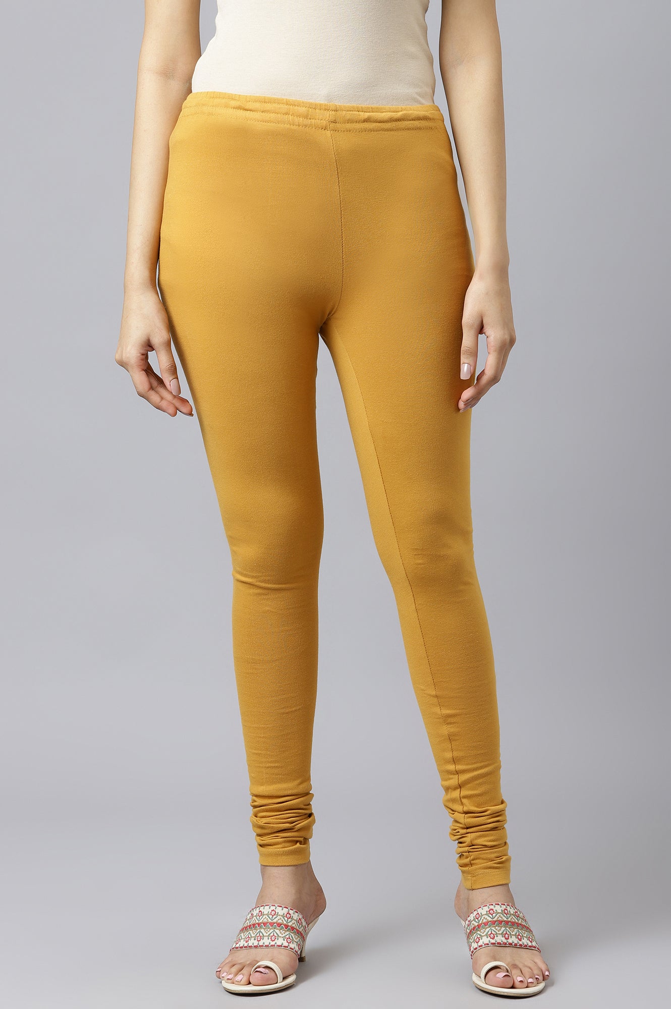 W for Woman Mustard Knitted Churidar