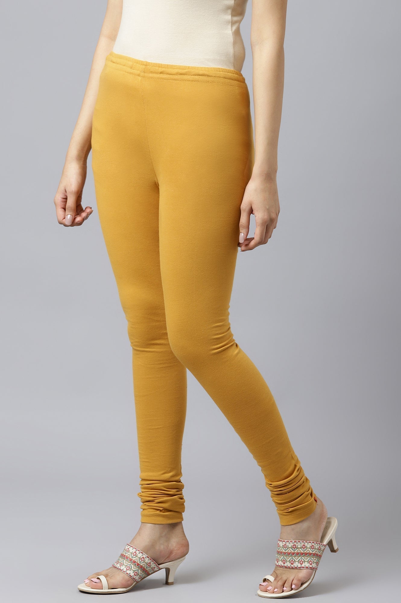 W for Woman Mustard Knitted Churidar