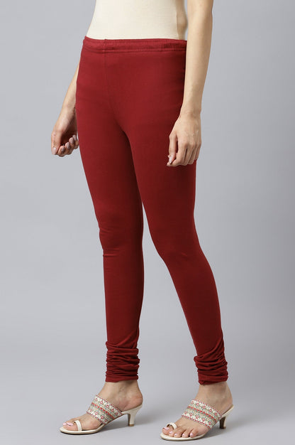 W for Woman Maroon Knitted Churidar