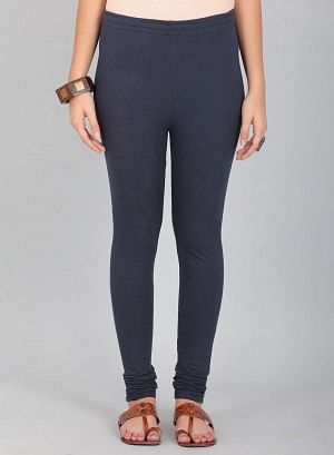 W for Woman Navy Knitted Churidar