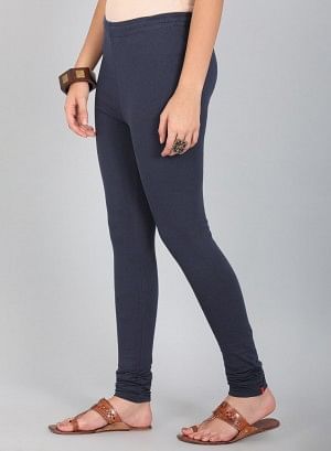 W for Woman Navy Knitted Churidar