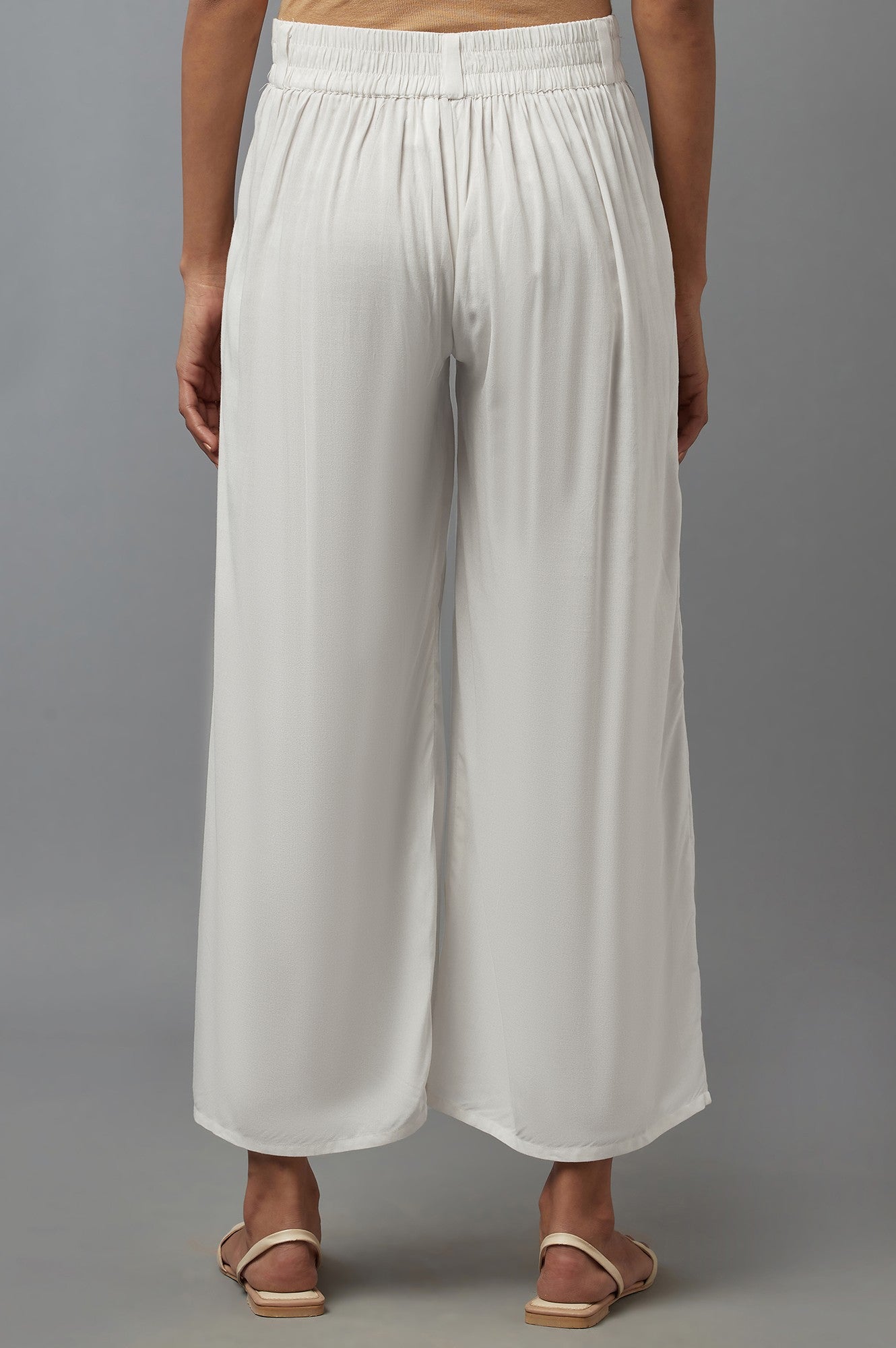 W for Woman White Tailored Volume Pants
