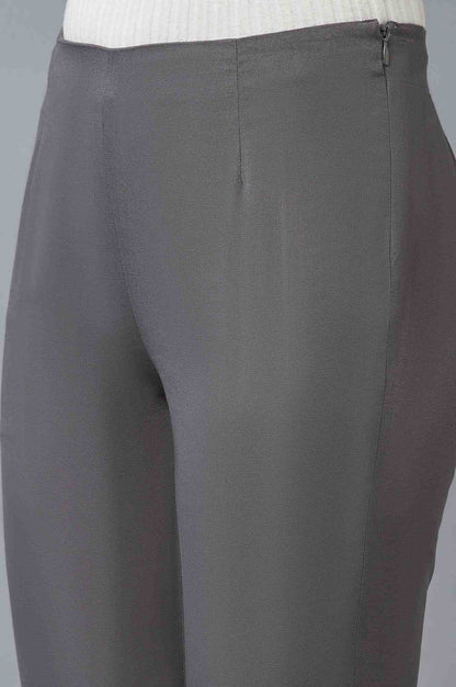 W for Woman Light Grey Geometric Printed Rayon Straight Kurta and Slim Pant Set