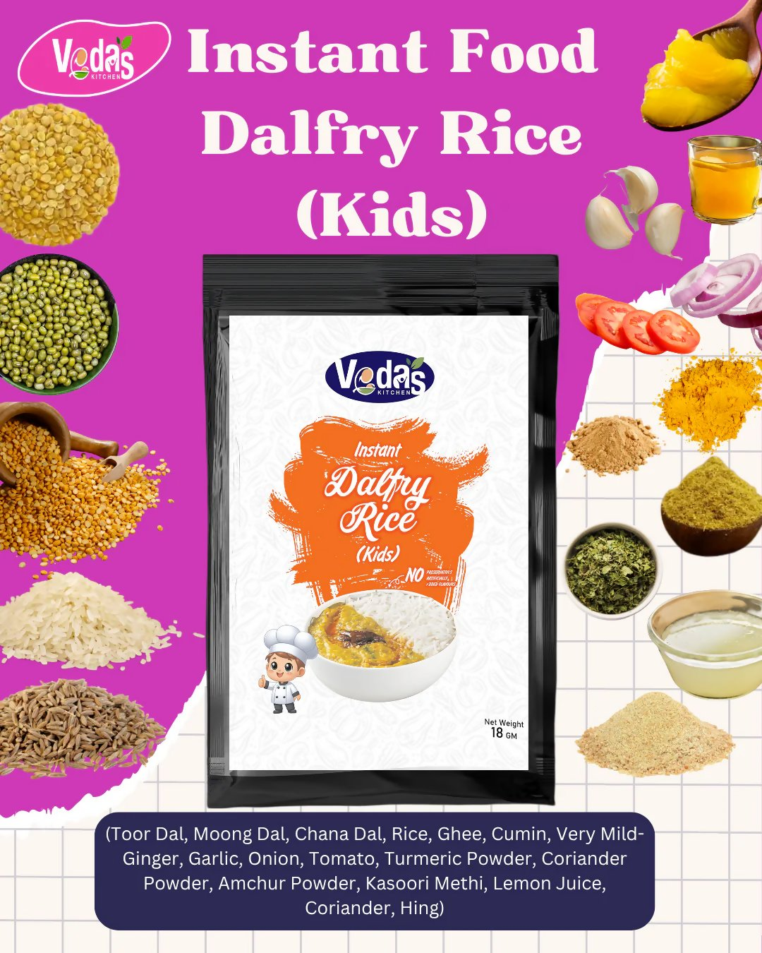 Vedas Kitchen Dal-Fry Rice (Kids)