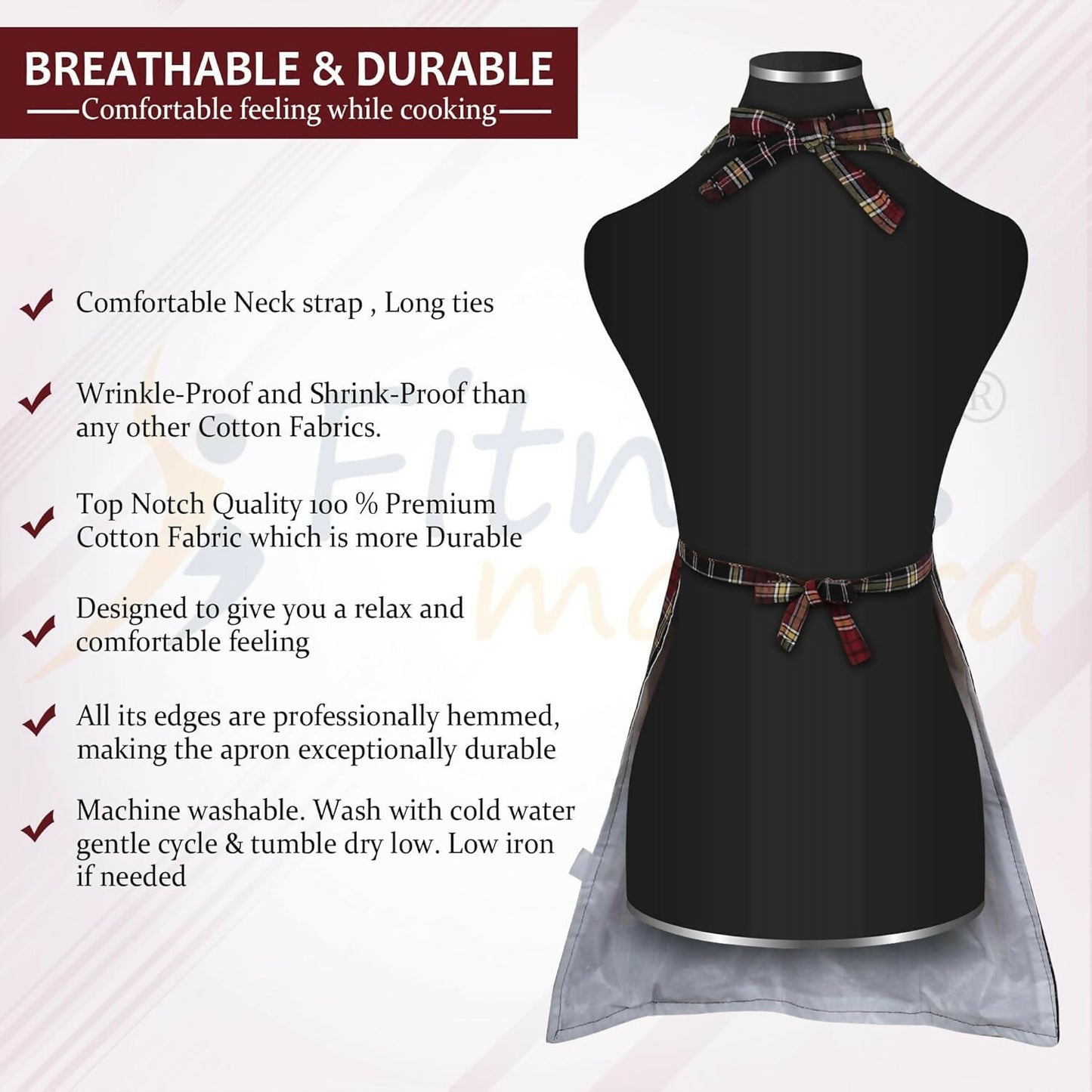 Fitness Mantra Waterproof Kitchen Apron For Men & Women-Multicolour