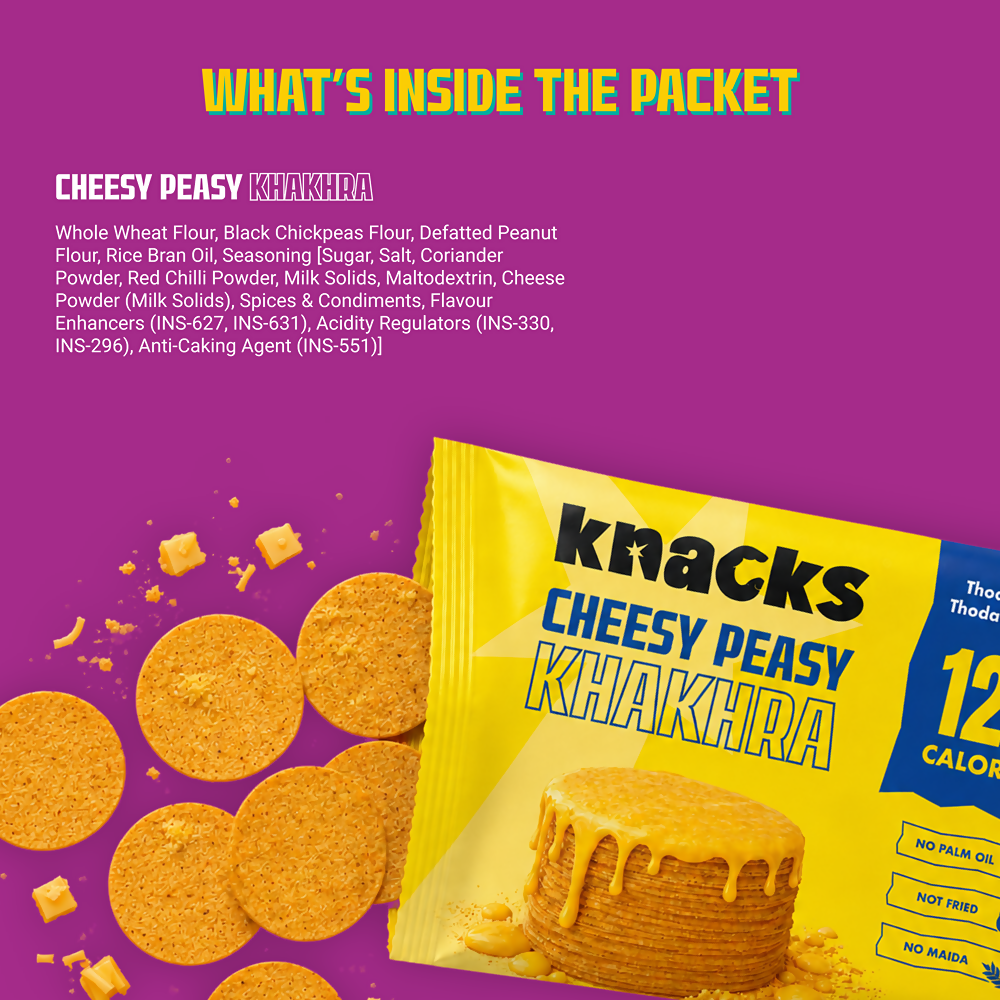 Knacks Coin Khakhra Crisps - Cheesy Peasy Flavour