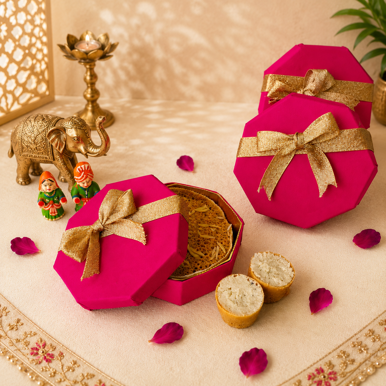 SweeDesi Meetha Ghewar - 1 Pc Hamper Pink