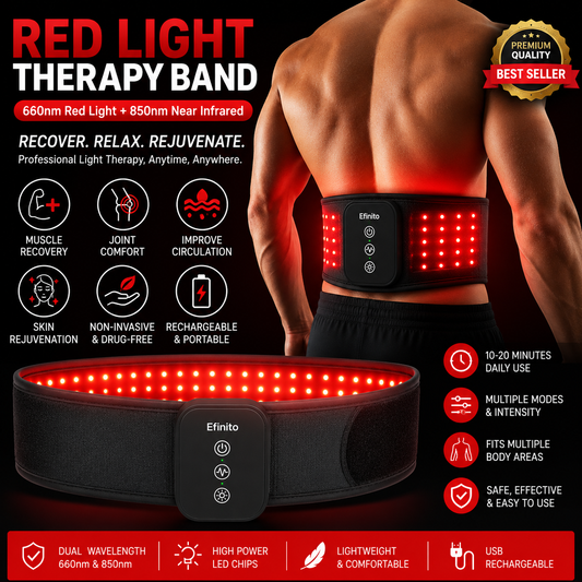 Red Light Therapy Band – 660nm Red & 850nm Near Infrared LED Adjustable Therapy Wrap for Muscle Recovery, Joint Comfort & Skin Wellness