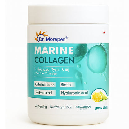 Dr. Morepan Marine Collagen Powder with Glutathione, Hyaluronic Acid, Resveratrol & Biotin Lemon Lime Flavour