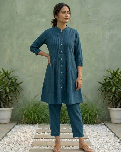 Gharana India Aira Indigo Ease Navy Blue Coord Set