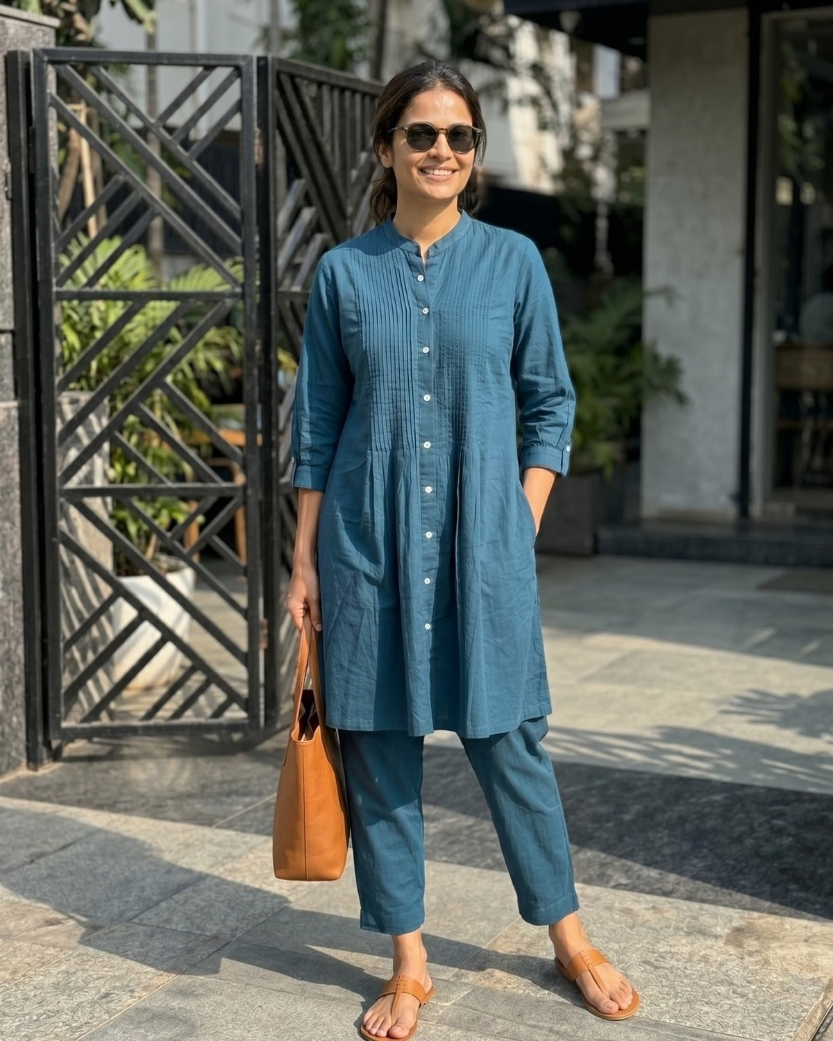 Gharana India Aira Indigo Ease Navy Blue Coord Set