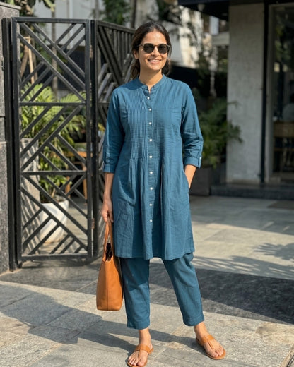 Gharana India Aira Indigo Ease Navy Blue Coord Set