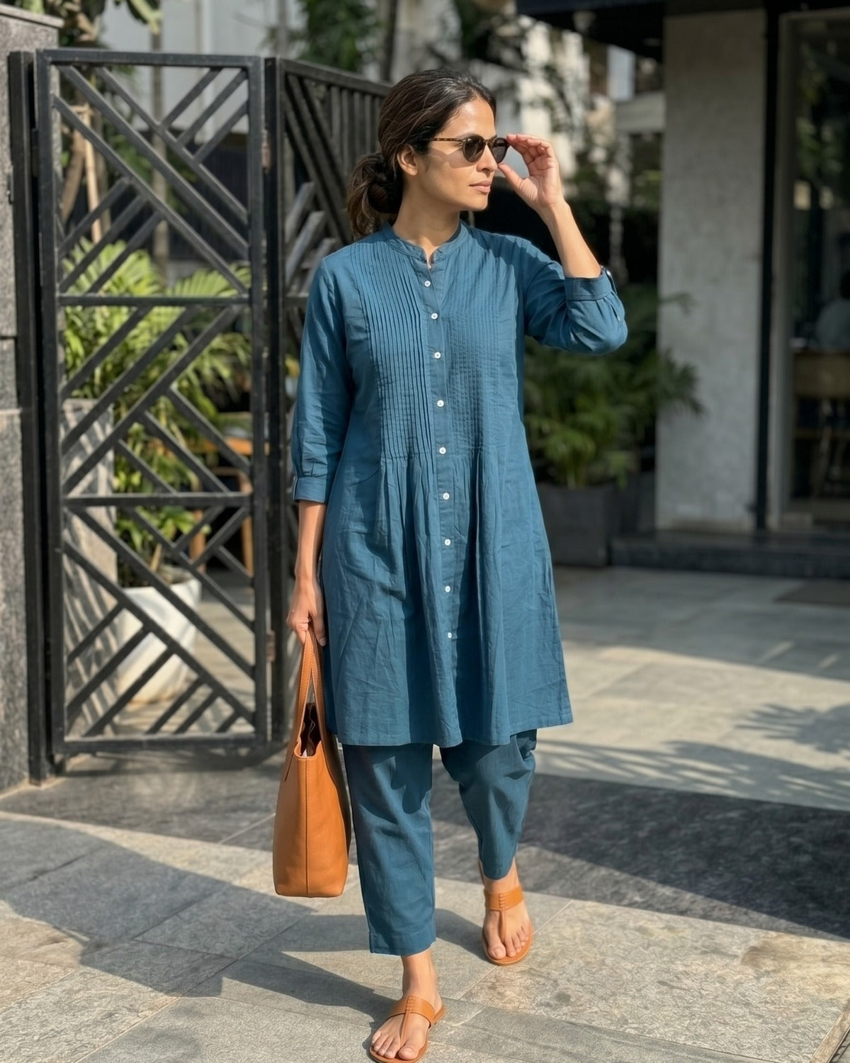 Gharana India Aira Indigo Ease Navy Blue Coord Set