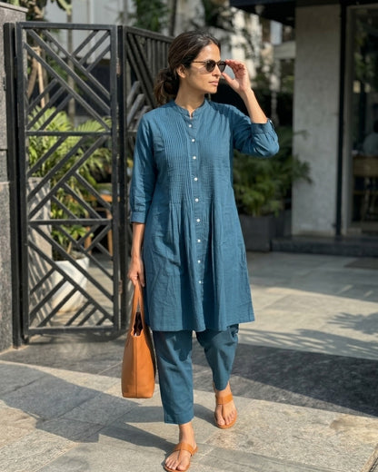 Gharana India Aira Indigo Ease Navy Blue Coord Set
