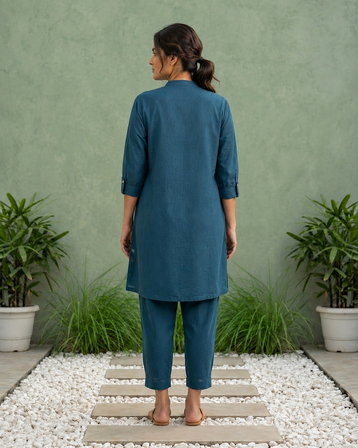 Gharana India Aira Indigo Ease Navy Blue Coord Set