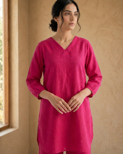 Gharana India Aira Berry Pop Pink Coord Set