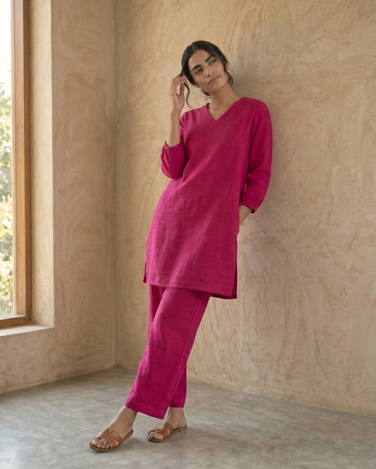 Gharana India Aira Berry Pop Pink Coord Set