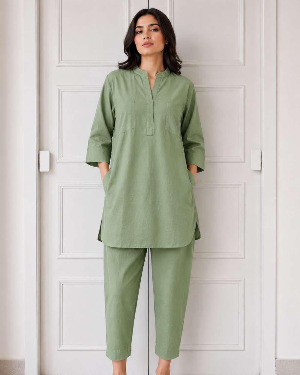 Gharana India Aira Sage Green Coord Set
