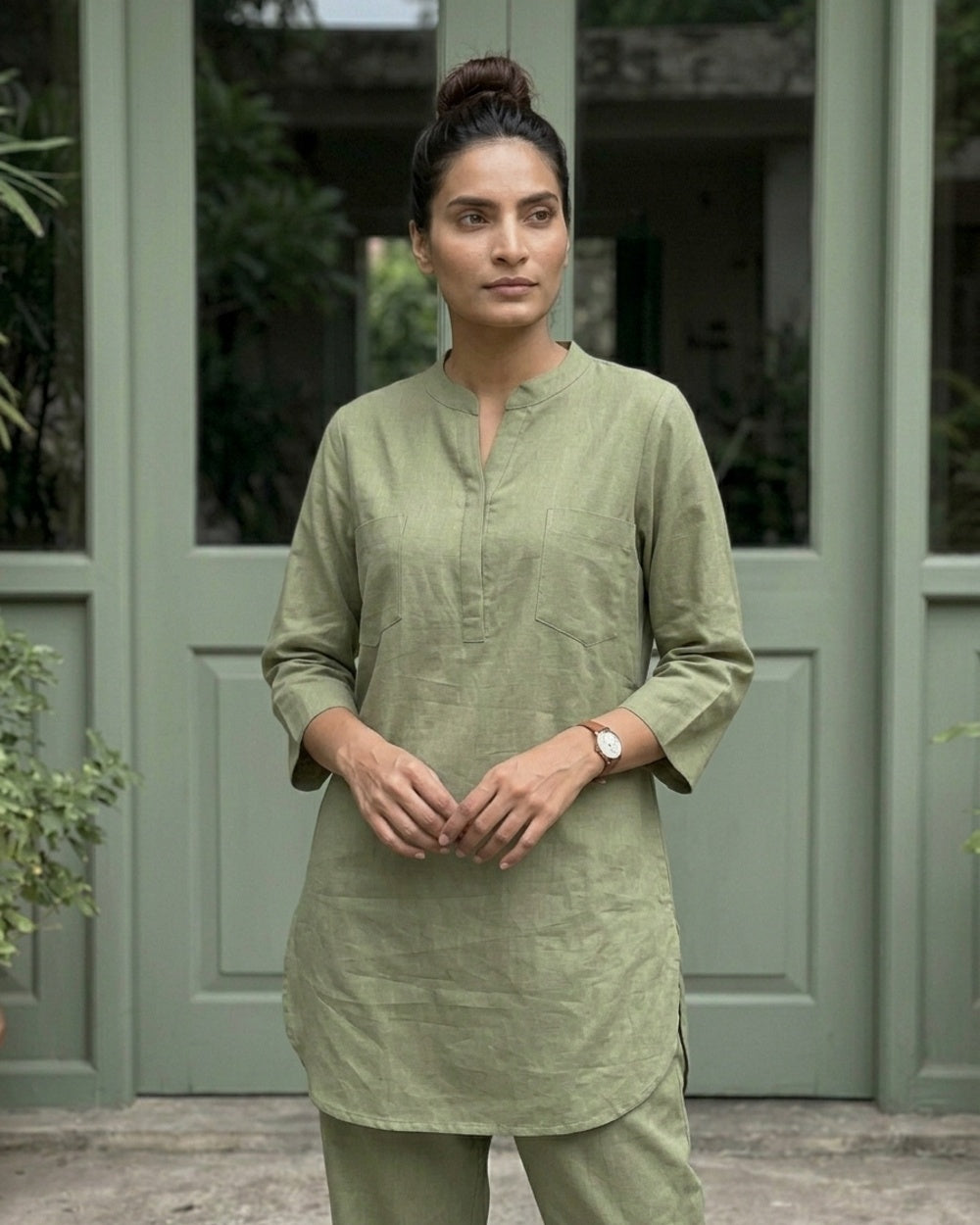 Gharana India Aira Sage Green Coord Set
