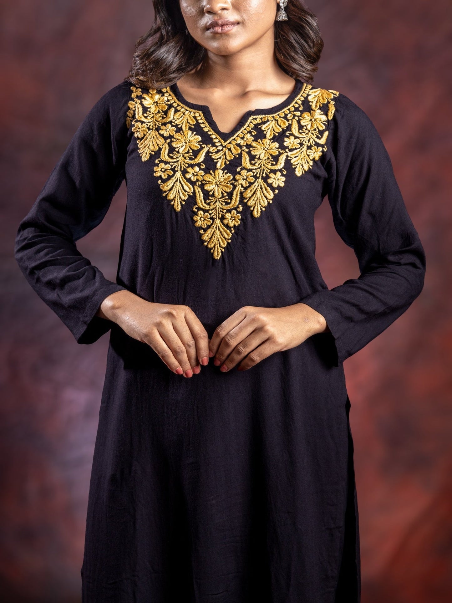 Gharana India Ishq Rayon Black Chikankari Kurta