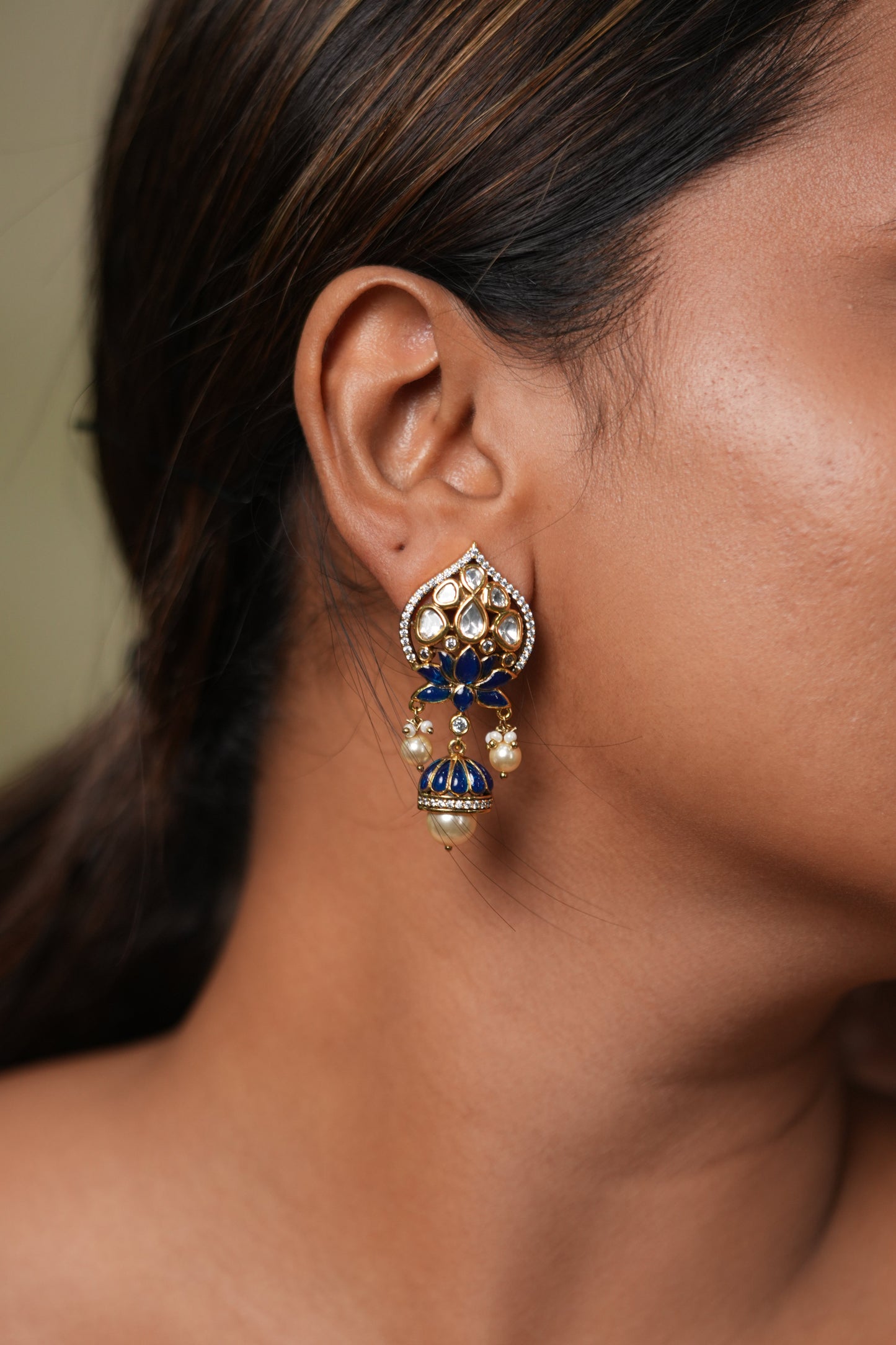 Kamal Moissanite Polki Indian Jhumki