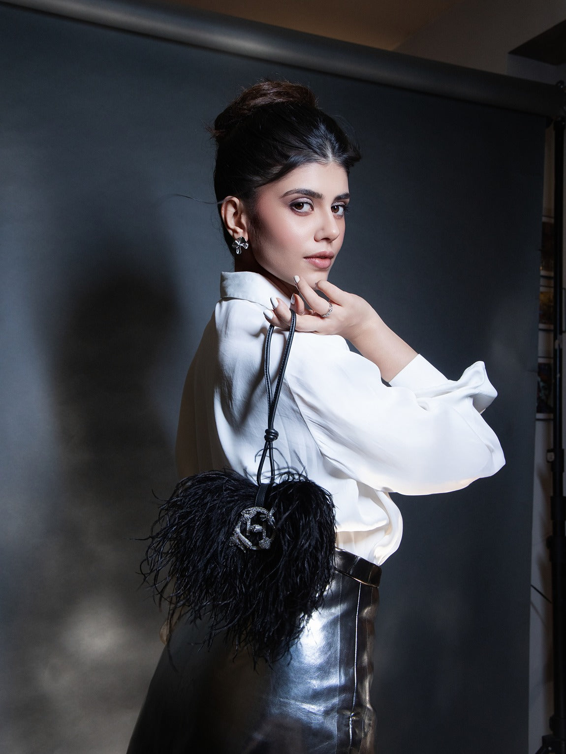 Sanjana Sanghi In The Scarlet Minivet Handbag in Caviar Black