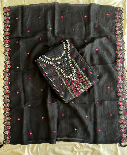KC Black Pakistani Crunchy Silk Heavy Salwar Kameez For Women