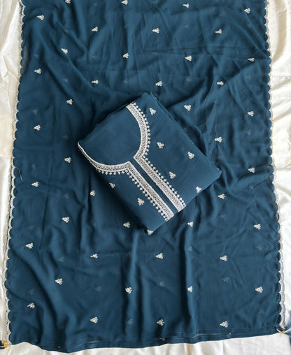 KC Bollywood Style Teal Blue Georgette Suit For Women