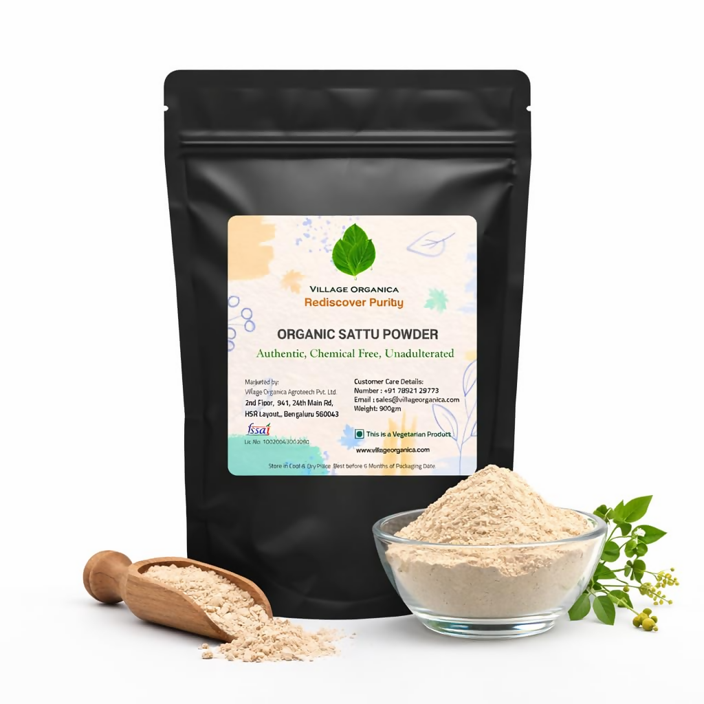 Village-Organica Sattu Powder Hand-Pounded Black Chana Flour