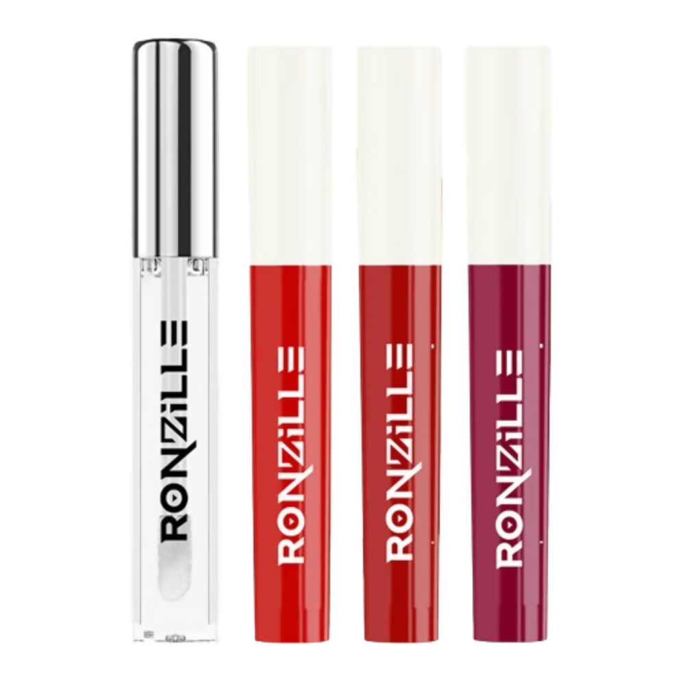 Ronzille Non Transfer Matte Liquid Lipstick Plus Lip Gloss - Reds And Maroons