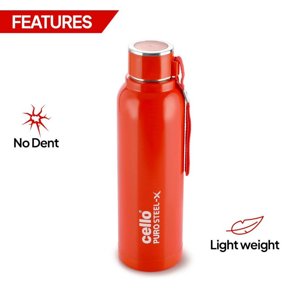 Cello Puro Steel-X Benz 900 Inner Steel Insulated Water Bottle - Red