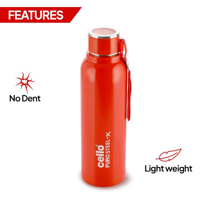 Cello Puro Steel-X Benz 900 Inner Steel Insulated Water Bottle - Red