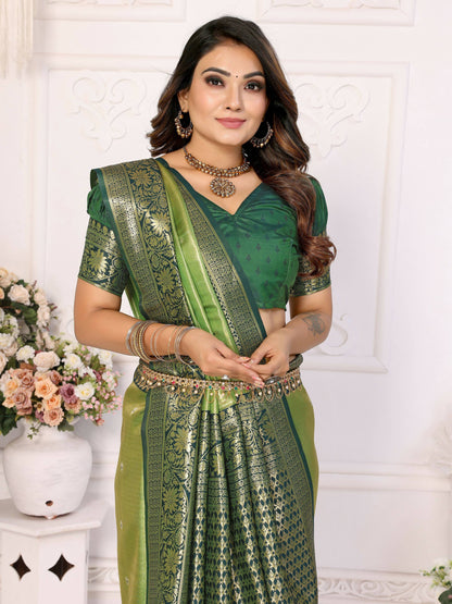 Aastha Fashion Pista Tissue Silk Weaving Saree