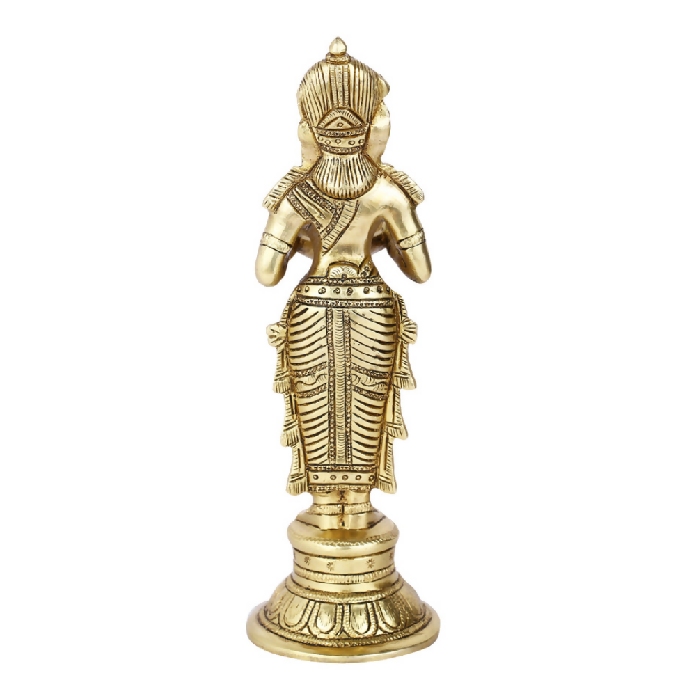 CraftVatika Brass Beautiful Lady Holding Diya Oil Lamp Stand Showpiece